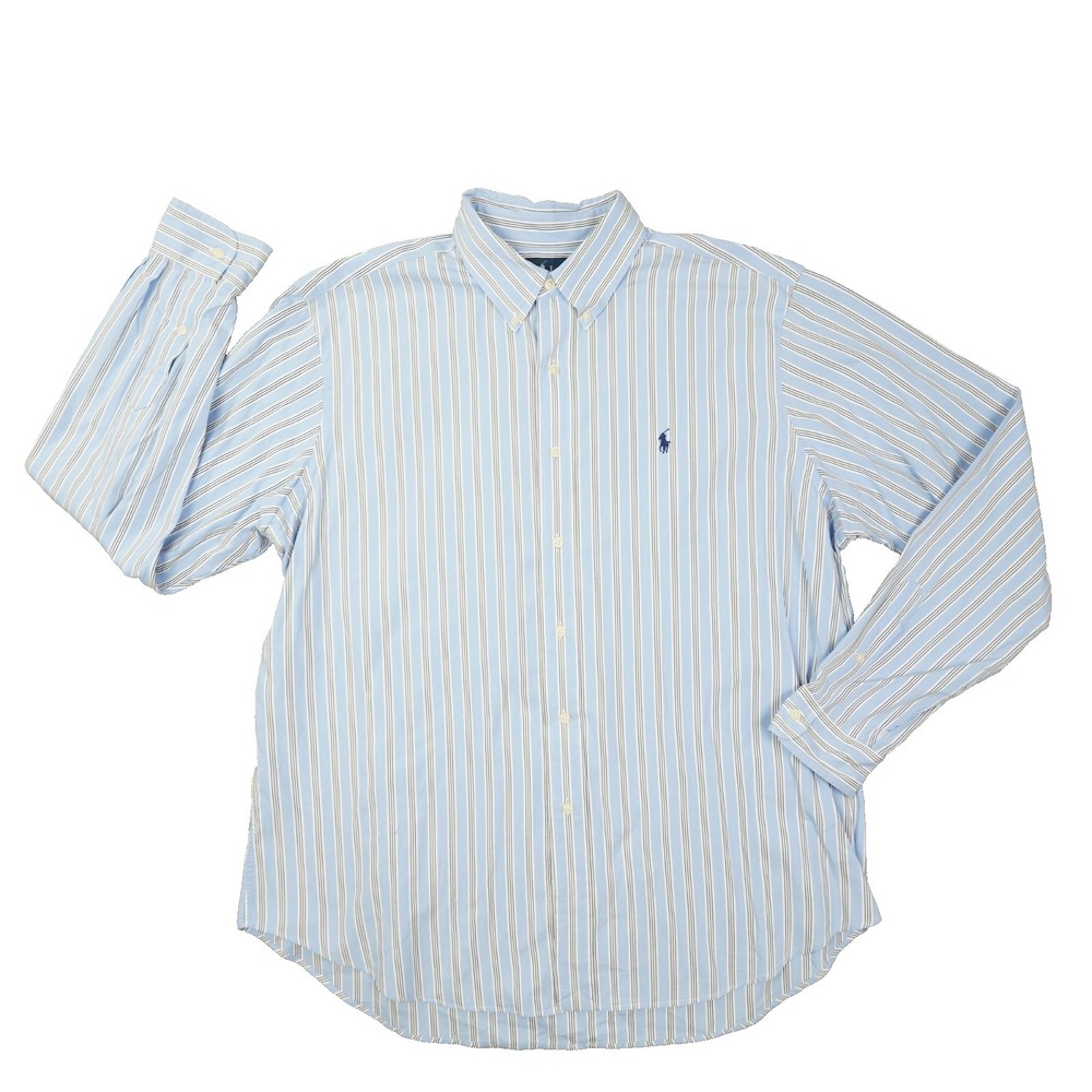 Ralph Lauren Vintage Classic Fit Button Up Shirt Men's XL Blue Stripe Preppy